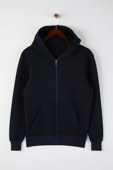TRENDYOL MAN Heren Donkerblauw Effen Lang Regular fit Sweatshirts - Image 4