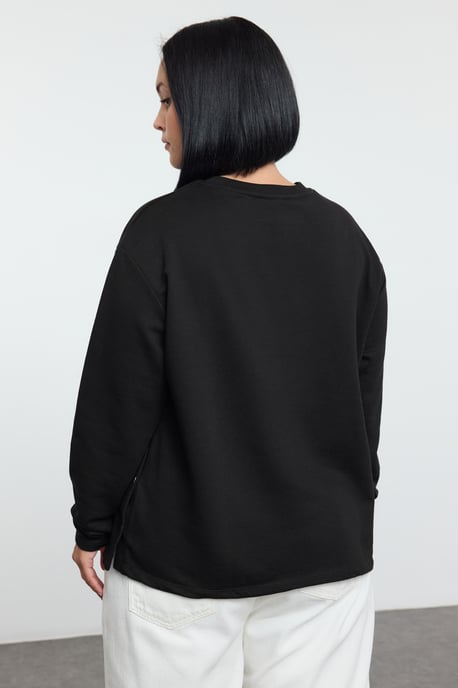 Trendyol Curve Dames Zwart Effen Lang Regular fit Grote maten Sweatshirts - Image 4
