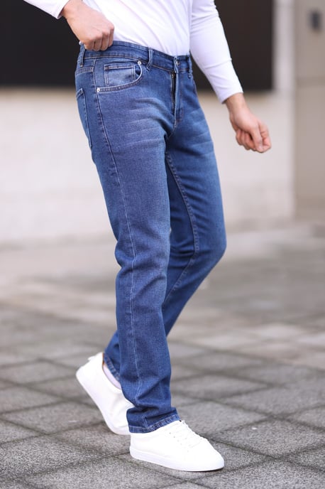 TRENDYOL MAN Heren Blauw Effen Skinny Normale taille Jeans - Image 4