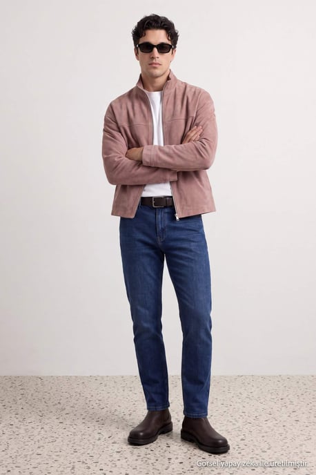 TRENDYOL MAN Heren Donkerblauw Effen Skinny Normale taille Jeans - Image 2