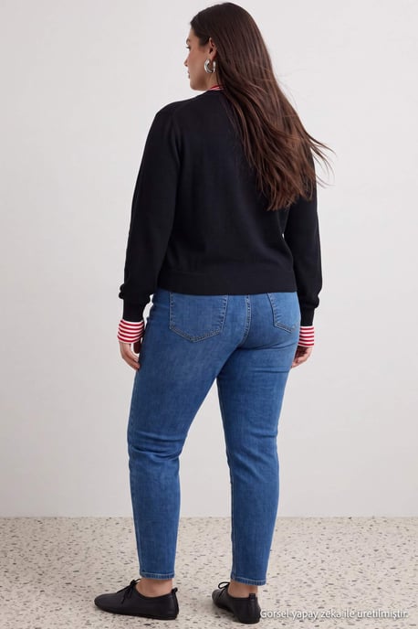 Trendyol Curve Dames Blauw Effen Skinny Hoge taille Grote maten Jeans - Image 3