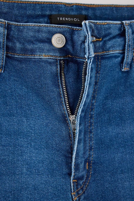 Trendyol Curve Dames Blauw Effen Skinny Hoge taille Grote maten Jeans - Image 5