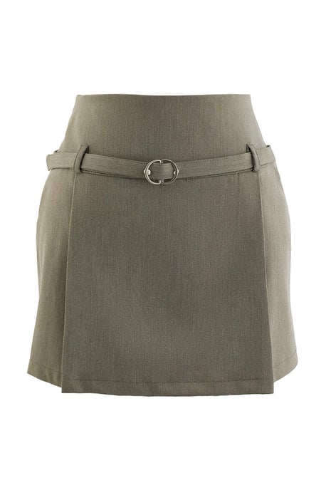 TRENDYOLMİLLA Dames Kaki Effen Kort / Mini Rokken - Image 1