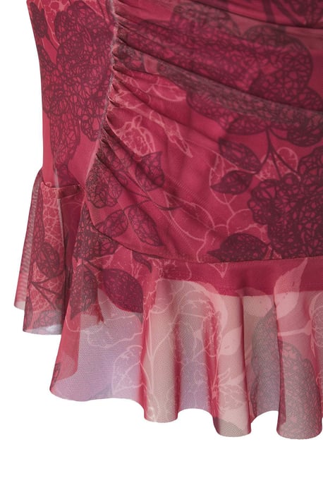 Trendyol Curve Dames Bordeaux Bloemen Kort / Mini Grote maten Rokken - Image 5