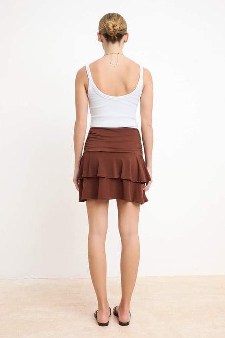TRENDYOLMİLLA Dames Bruin Effen Kort / Mini Skater Rokken - Image 5