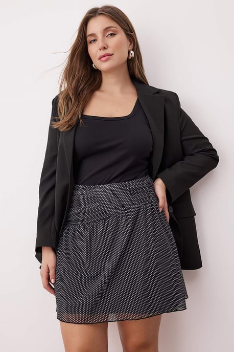 Trendyol Curve Dames Zwart Stippen Kort / Mini Grote maten Rokken - Image 6