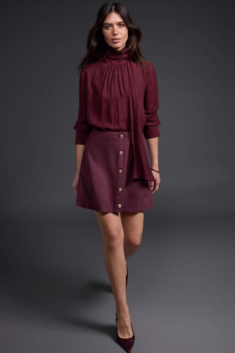 TRENDYOLMİLLA Dames Bordeaux Effen Kort / Mini A-lijn Rokken - Image 1