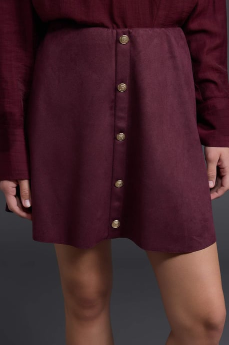 TRENDYOLMİLLA Dames Bordeaux Effen Kort / Mini A-lijn Rokken - Image 2