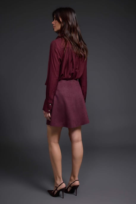 TRENDYOLMİLLA Dames Bordeaux Effen Kort / Mini A-lijn Rokken - Image 3
