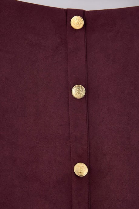 TRENDYOLMİLLA Dames Bordeaux Effen Kort / Mini A-lijn Rokken - Image 5