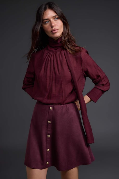 TRENDYOLMİLLA Dames Bordeaux Effen Kort / Mini A-lijn Rokken - Image 6