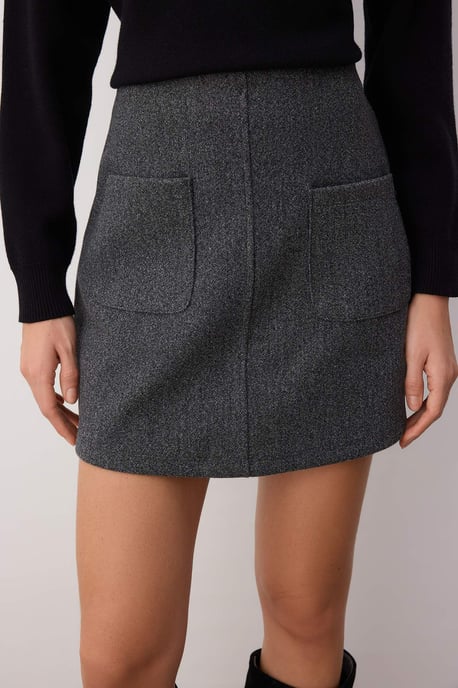 TRENDYOLMİLLA Dames Grijs Effen Kort / Mini A-lijn Rokken - Image 2