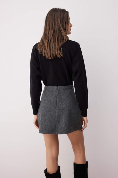 TRENDYOLMİLLA Dames Grijs Effen Kort / Mini A-lijn Rokken - Image 3