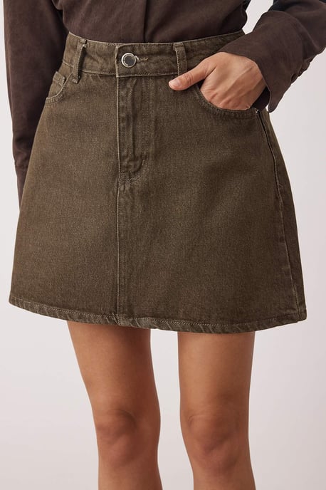 TRENDYOLMİLLA Dames Kaki Effen Kort / Mini Kokerrok- rok Kokerrok- rok Rokken - Image 3