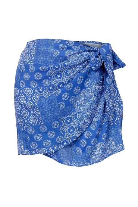 TRENDYOLMİLLA Dames Blauw Etnisch patroon Extra Kort / Super Mini Rokken - Image 3