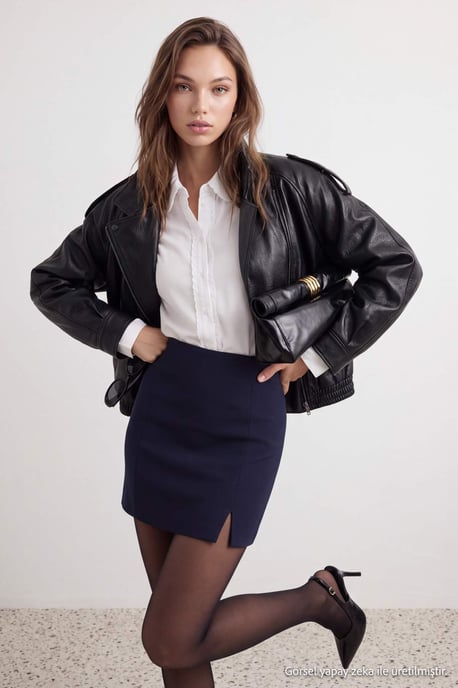 TRENDYOLMİLLA Dames Zwart Effen Kort / Mini Kokerrok- rok Kokerrok- rok Rokken - Image 6