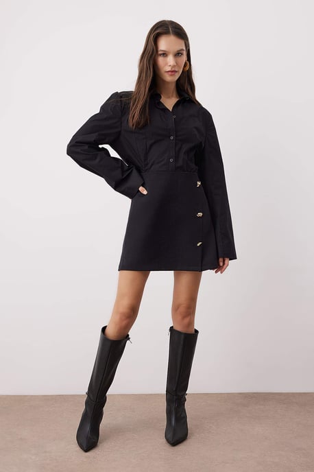 TRENDYOLMİLLA Dames Zwart Effen Kort / Mini A-lijn Rokken - Image 5