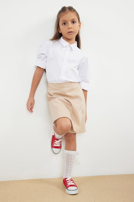 TRENDYOLKIDS Meisjes Beige Effen Kort / Mini Basic A-lijn Rokken - Image 2