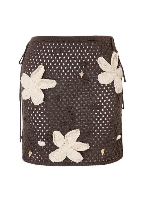 TRENDYOLMİLLA Dames Bruin Bloemen Kort / Mini Kokerrok- rok Rokken - Image 3