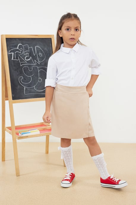 TRENDYOLKIDS Meisjes Beige Effen Kort / Mini Basic A-lijn Rokken - Image 6