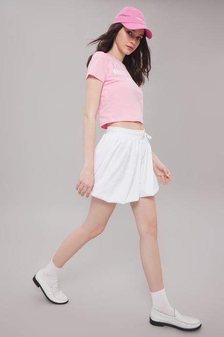TRENDYOLMİLLA Dames Wit Effen Kort / Mini Ballon rok Ballon Rokken - Image 1