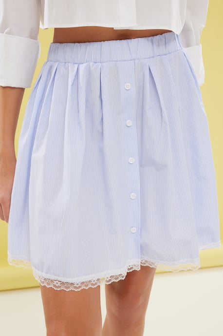 TRENDYOLMİLLA Dames Blauw Gestreept Kort / Mini Skater Rokken - Image 5