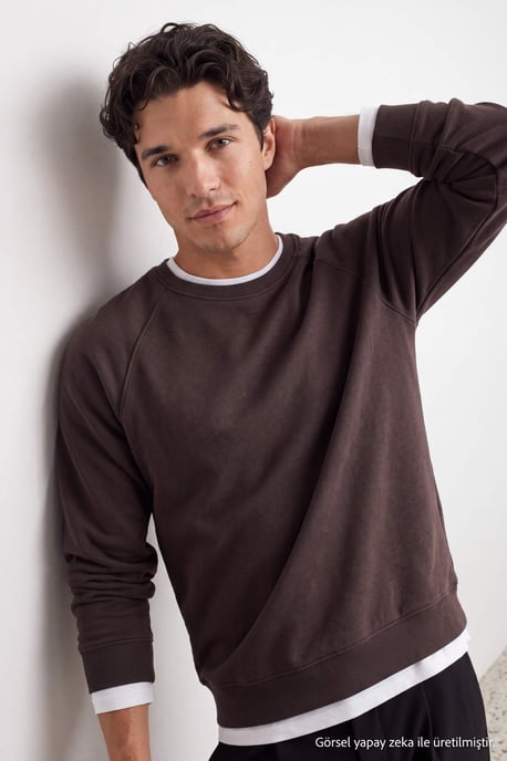TRENDYOL MAN Heren Effen Lang Oversized Sweatshirts - Image 2