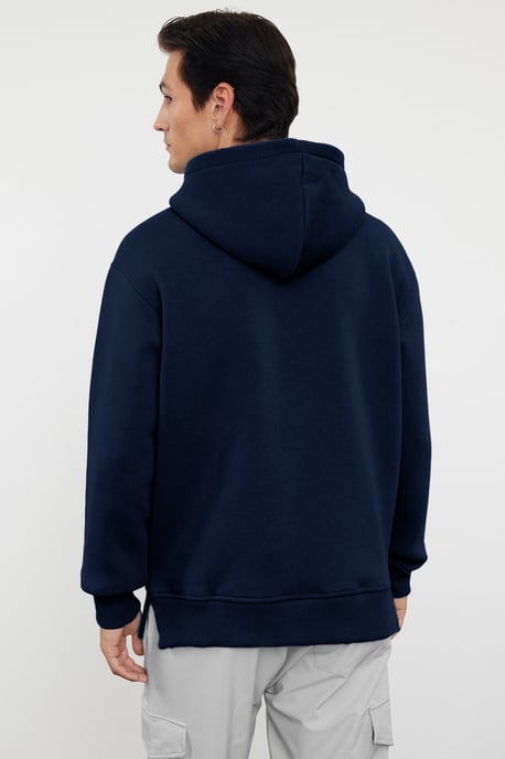 TRENDYOL MAN Heren Donkerblauw Effen Lang Oversized Sweatshirts - Image 2