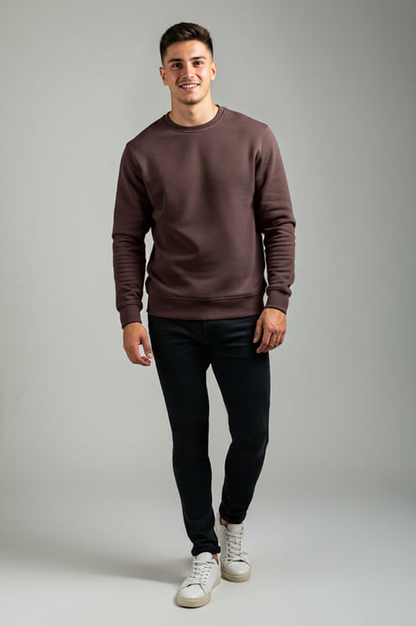 TRENDYOL MAN Heren Bruin Effen Lang Regular fit Sweatshirts - Image 5