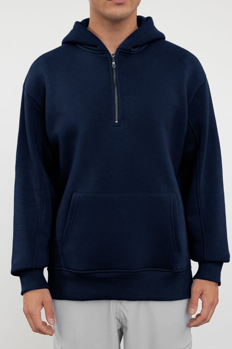TRENDYOL MAN Heren Donkerblauw Effen Lang Oversized Sweatshirts - Image 3