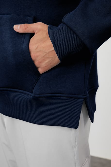TRENDYOL MAN Heren Donkerblauw Effen Lang Oversized Sweatshirts - Image 4