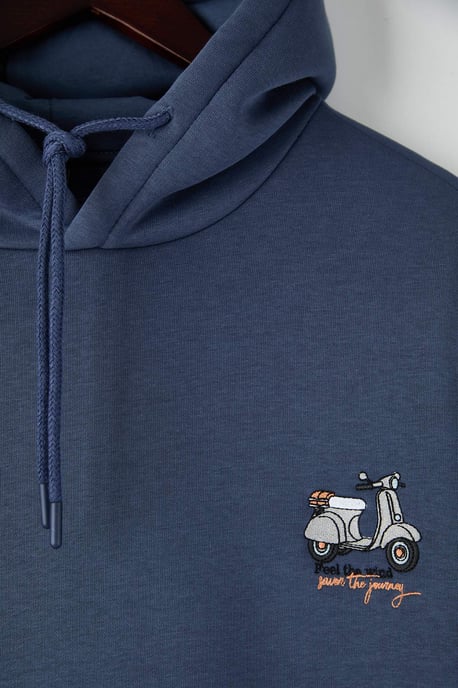TRENDYOL MAN Heren Donkerblauw Slogan Lang Oversized Sweatshirts - Image 5