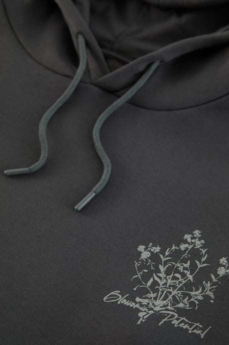 TRENDYOL MAN Heren Grijs Bloemen Lang Oversized Sweatshirts - Image 3