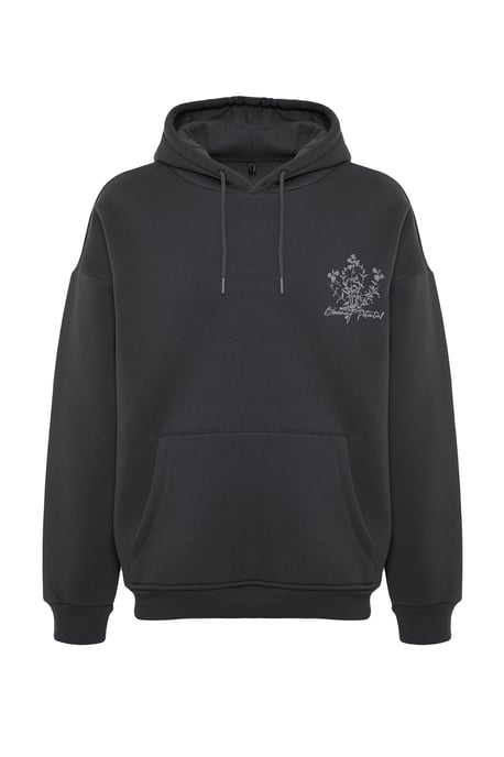 TRENDYOL MAN Heren Grijs Bloemen Lang Oversized Sweatshirts - Image 5