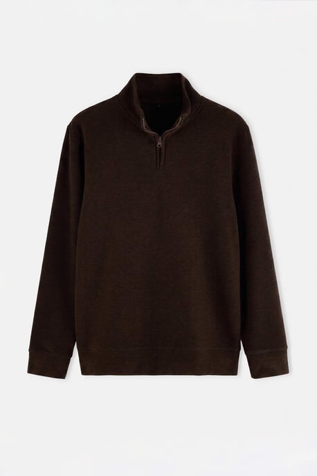 TRENDYOL MAN Heren Bruin Effen Lang Regular fit Sweatshirts - Image 5
