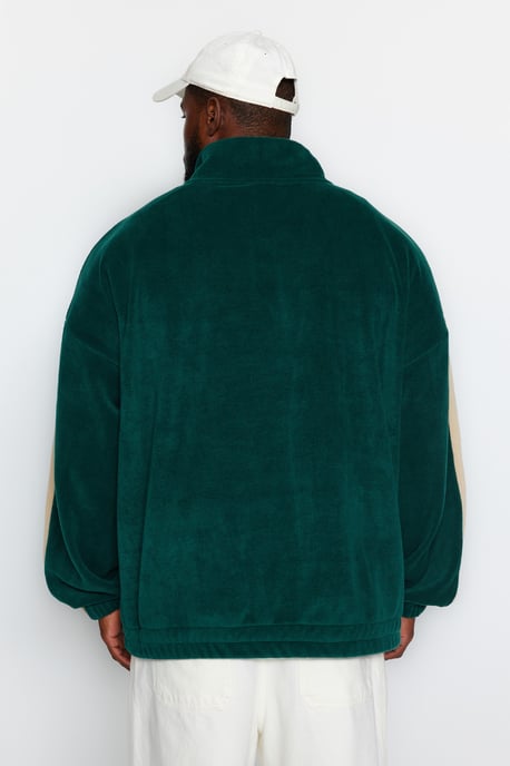 TRENDYOL MAN Heren Groen Slogan Lang Oversized Grote maten Sweatshirts - Image 5