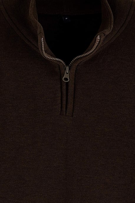 TRENDYOL MAN Heren Bruin Effen Lang Regular fit Sweatshirts - Image 6