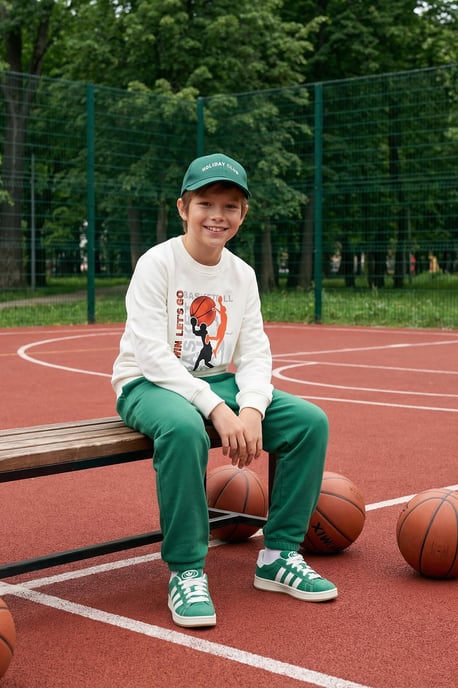 TRENDYOLKIDS Jongens Ecru Slogan Lang Regular fit Sweatshirts - Image 3