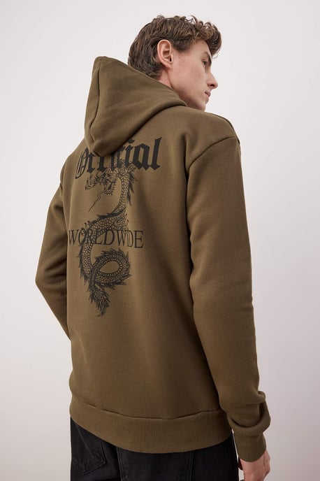 TRENDYOL MAN Heren Kaki Effen Lang Regular fit Sweatshirts - Image 3