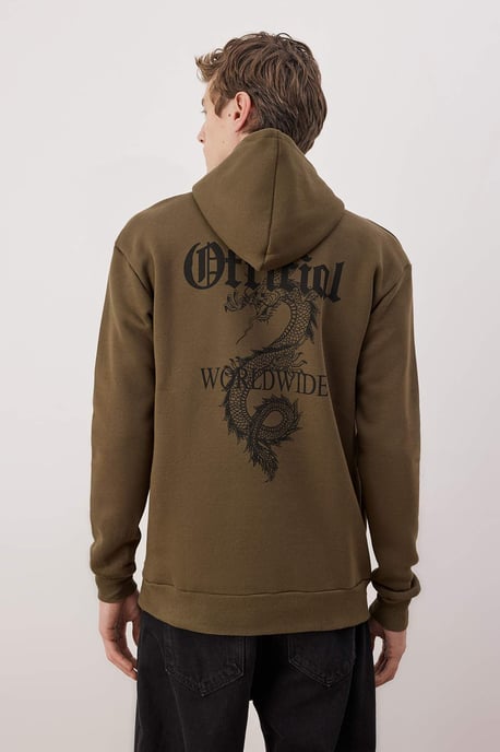 TRENDYOL MAN Heren Kaki Effen Lang Regular fit Sweatshirts - Image 4