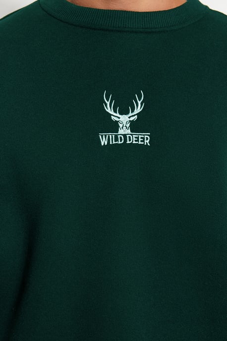 TRENDYOL MAN Heren Groen Dierenprint Lang Oversized Sweatshirts - Image 5
