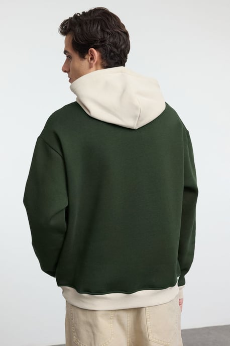 TRENDYOL MAN Heren Kaki Colorblock Lang Oversized Sweatshirts - Image 3