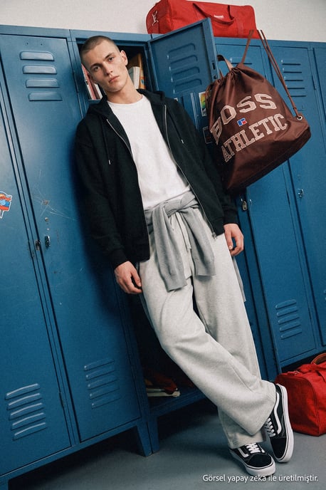 TRENDYOL MAN Heren Zwart Effen Lang Oversized Sweatshirts - Image 2