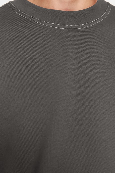 TRENDYOL MAN Heren Grijs Effen Lang Oversized Sweatshirts - Image 4