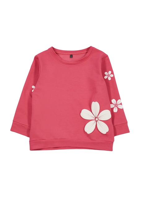 TRENDYOLKIDS Meisjes Roze Bloemen Lang Regular fit Sweatshirts - Image 3