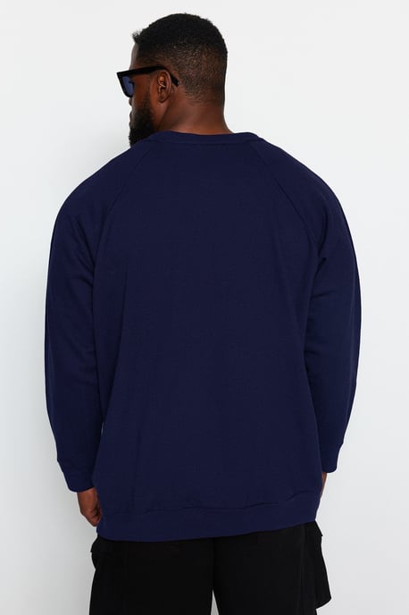 TRENDYOL MAN Heren Donkerblauw Effen Lang Oversized Grote maten Sweatshirts - Image 5