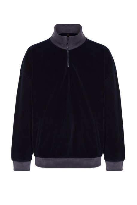 TRENDYOL MAN Heren Donkerblauw Colorblock Lang Oversized Sweatshirts - Image 3