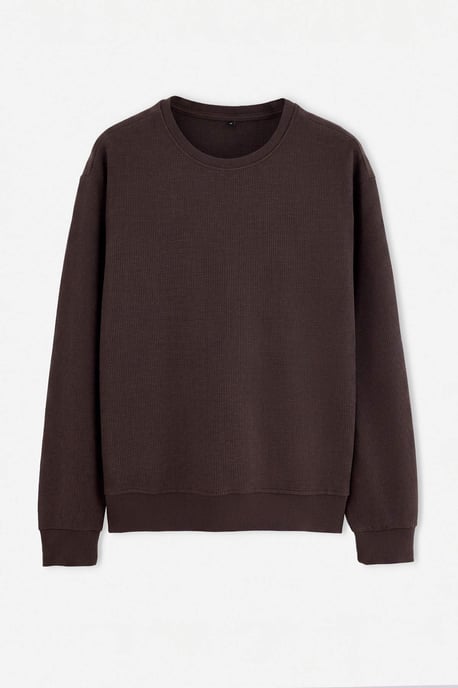 TRENDYOL MAN Heren Bruin Effen Lang Oversized Sweatshirts - Image 3