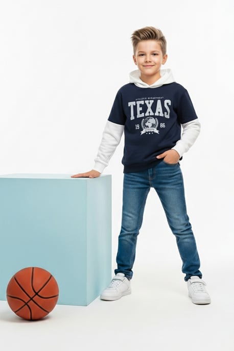 TRENDYOLKIDS Jongens Ecru Colorblock Lang Regular fit Sweatshirts - Image 1