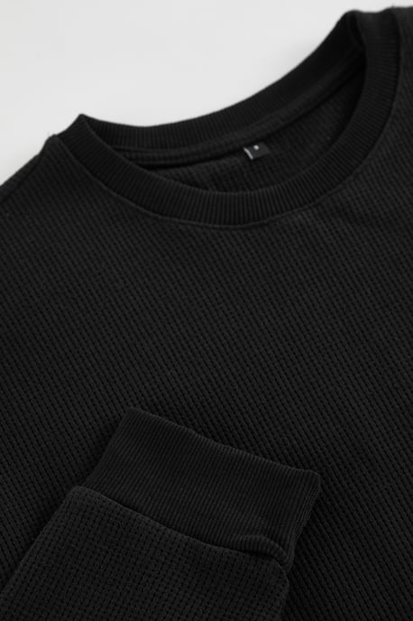 TRENDYOL MAN Heren Zwart Effen Lang Oversized Sweatshirts - Image 2